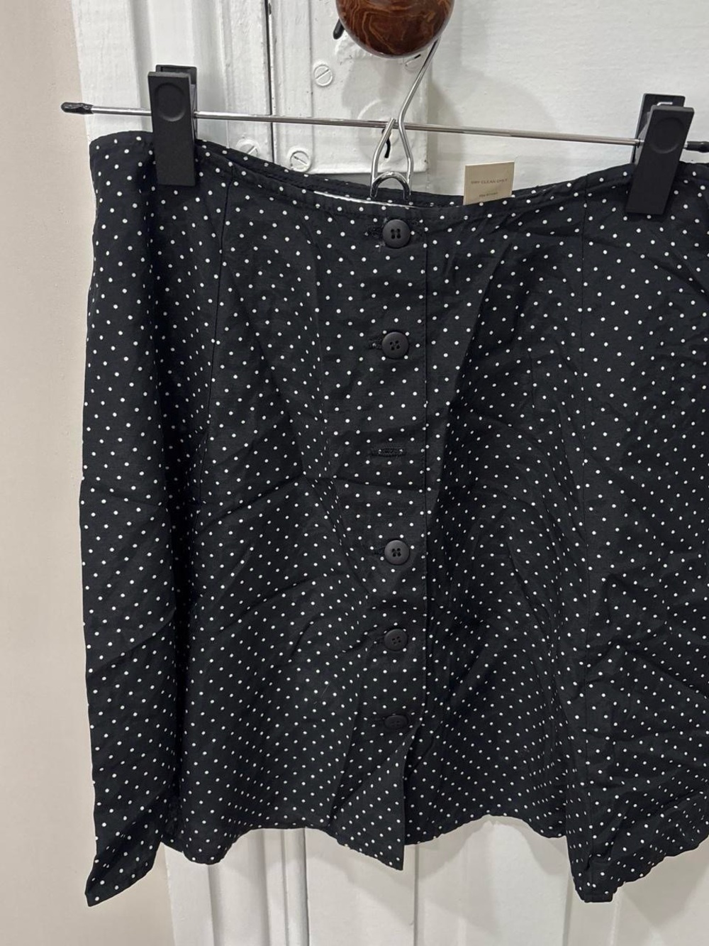 Express Black Mini Skirt with White Polka Dots